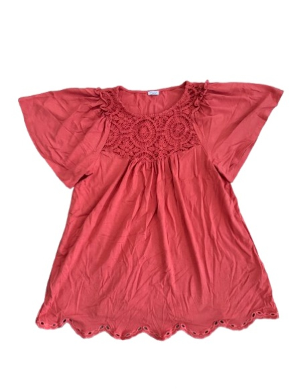 Studio 1886 Flutter Short Sleeve Crochet Detail Blouse - Size: Small